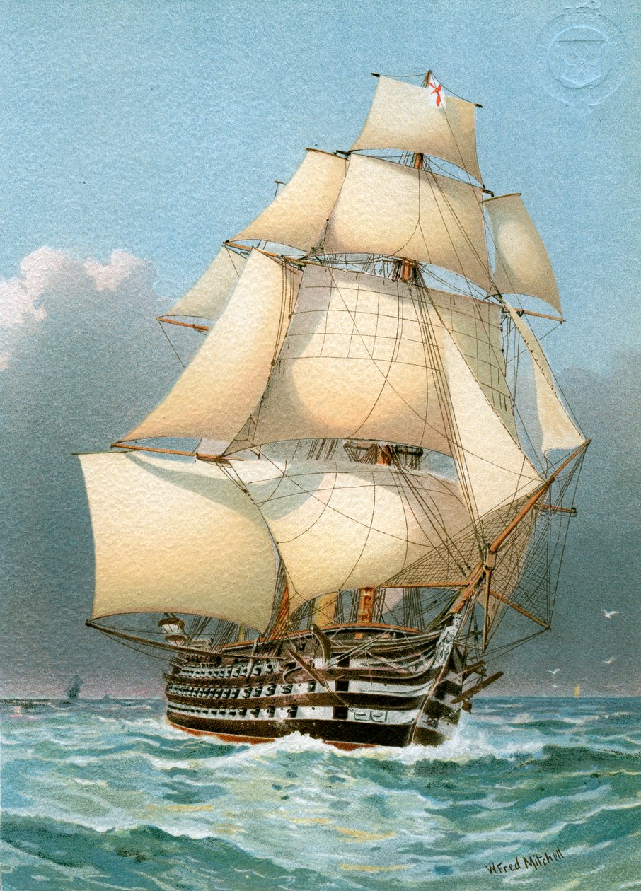 HMS Victoria, Royal Navy 121 ágyús hadihajó, c1859 c1890-c1893. alkotó: William Frederick Mitchell