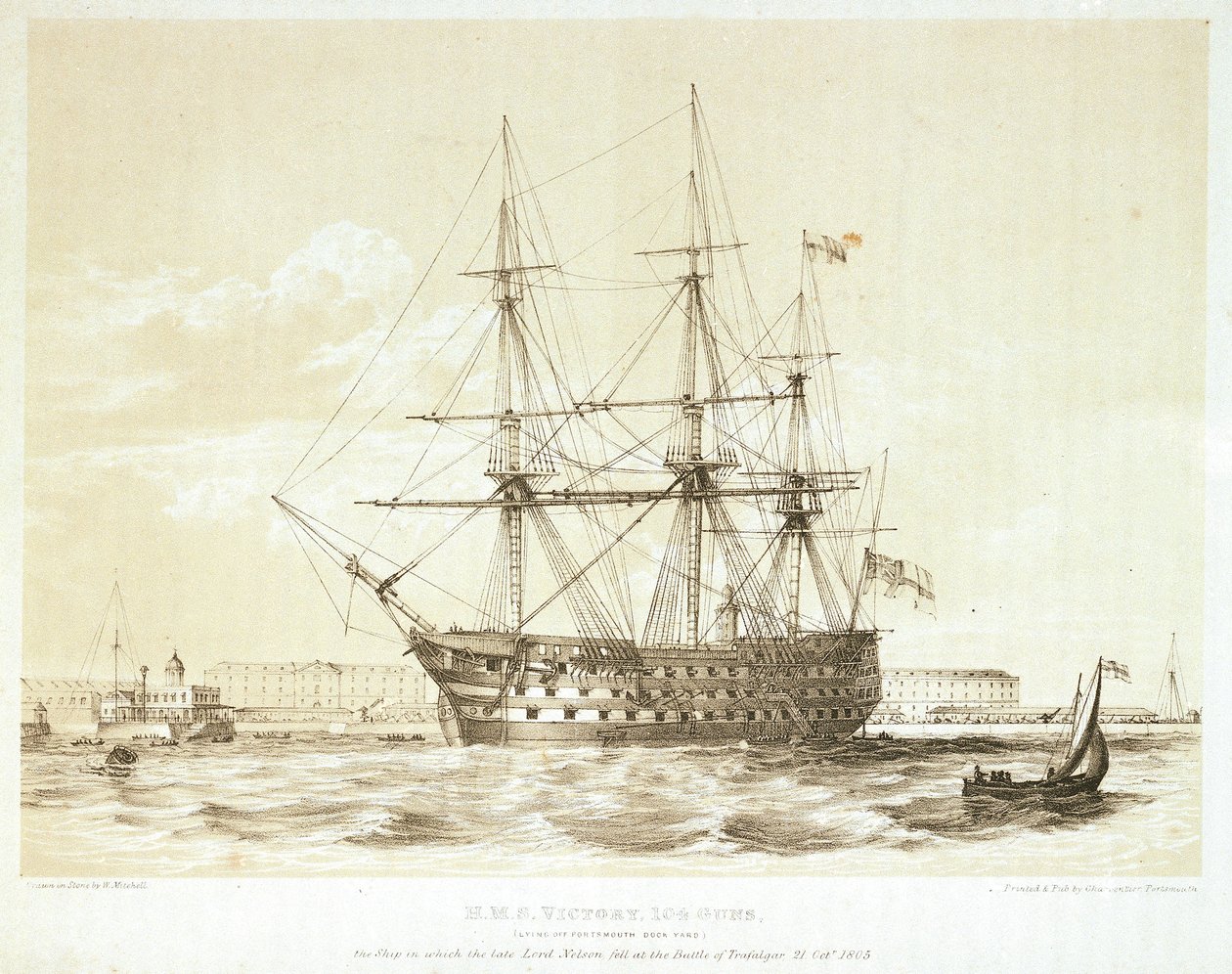 HMS "Victory", 18. század vége-19. század eleje (színes litográfia) alkotó: William Frederick Mitchell