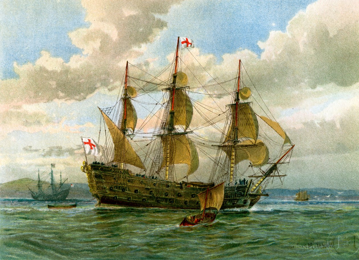 A Királyi Haditengerészet csatahajója, c1650 c1890-c1893. alkotó: William Frederick Mitchell