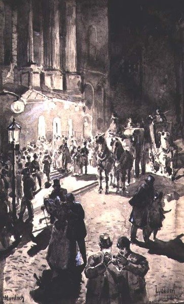 A Líceum ajtaja, Edinburgh (tinta és kínai fehér) alkotó: William G. Burn Murdoch