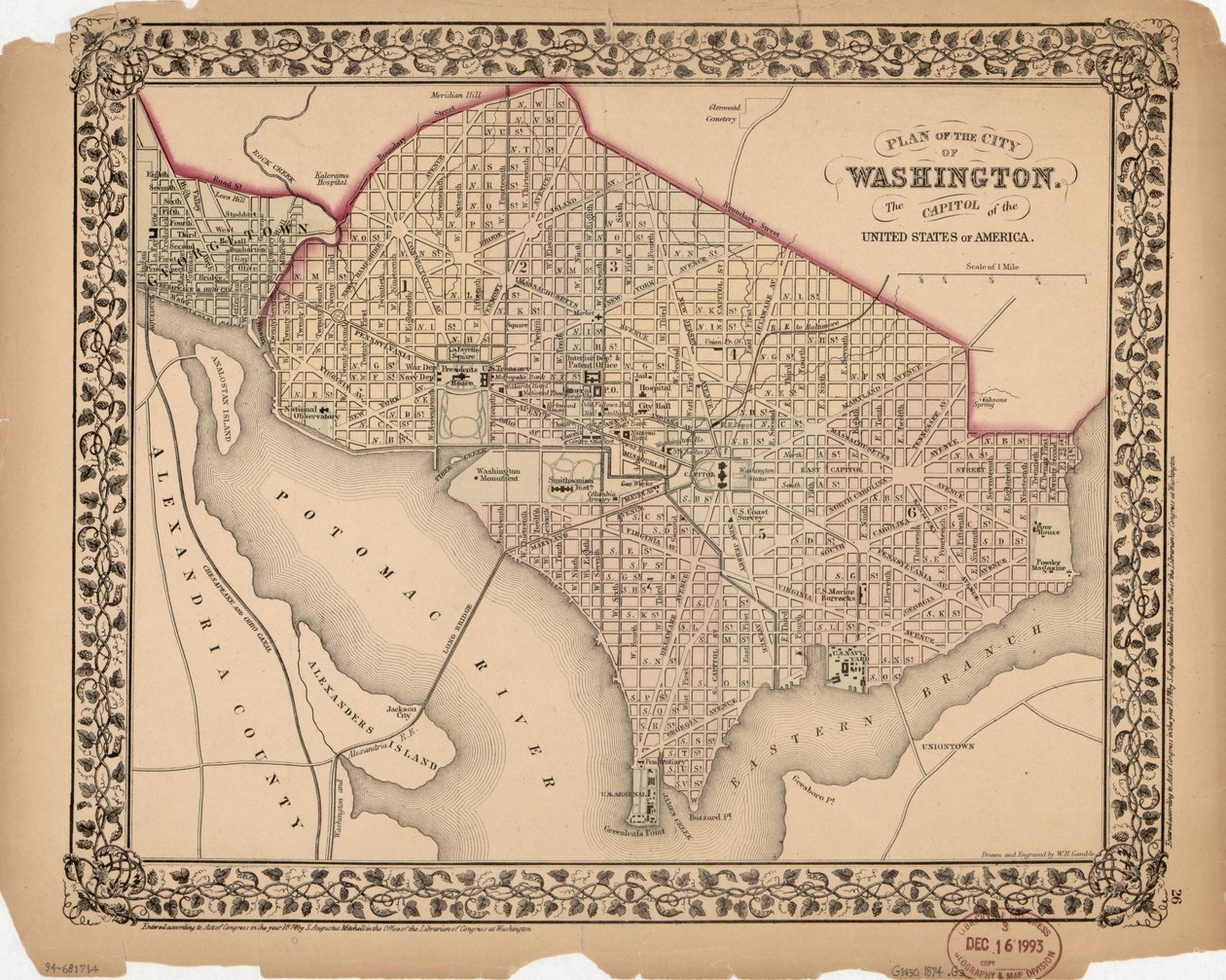 Washington város terve - az Amerikai Egyesült Államok fővárosa alkotó: William Gamble