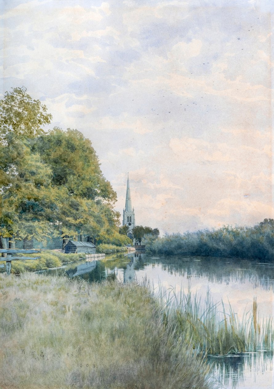 Mindenszentek temploma a vontatóútról, Hemingford Grey alkotó: William Garden Fraser