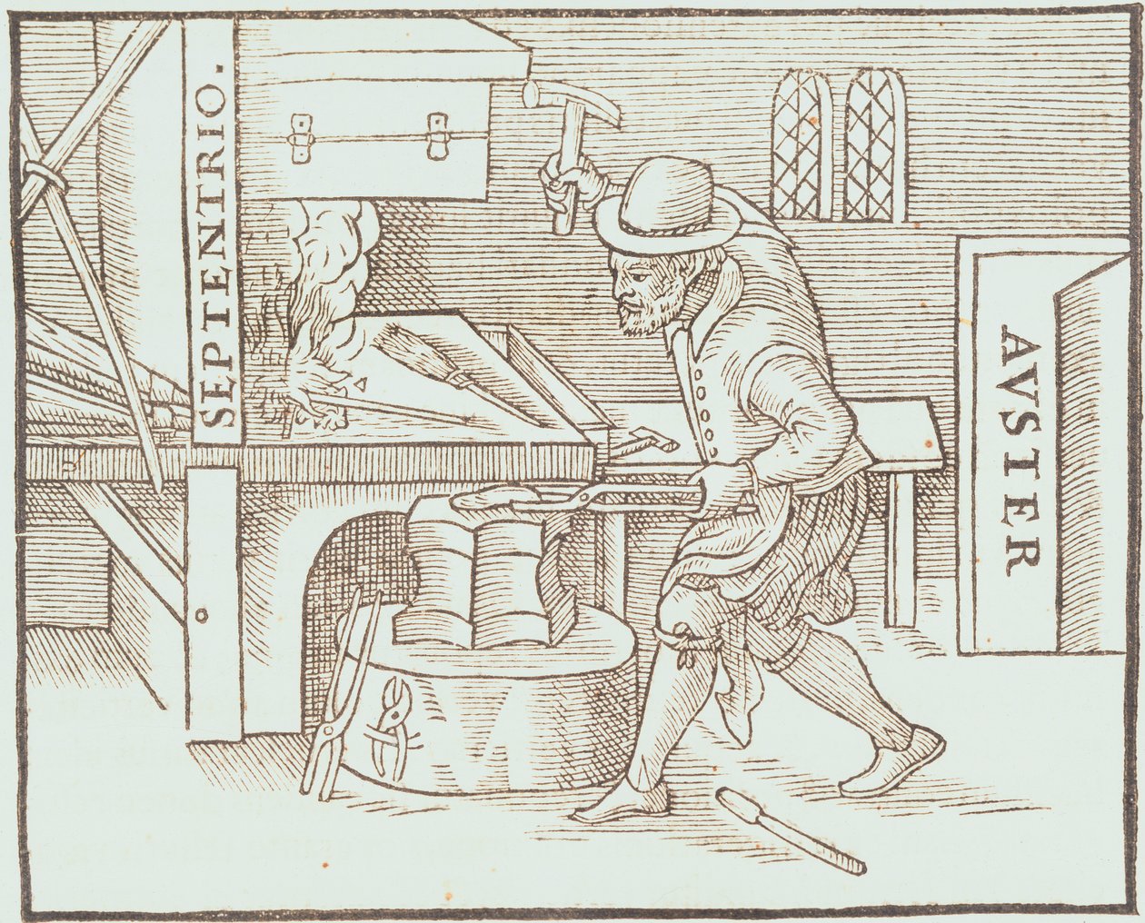 Mágnes kovácsolása, William Gilbert De Magnete című művéből alkotó: William Gilbert