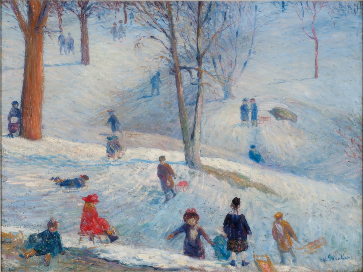 Szánkózás, Central Park alkotó: William Glackens