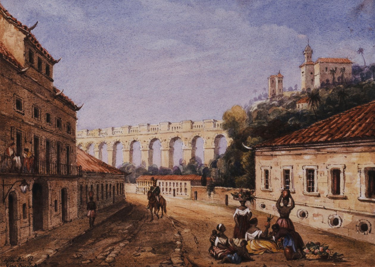 A vízvezeték és Szent Teréz kolostor, Matacaballos utca, Rio de Janeiro, alkotó: William Gore Ouseley