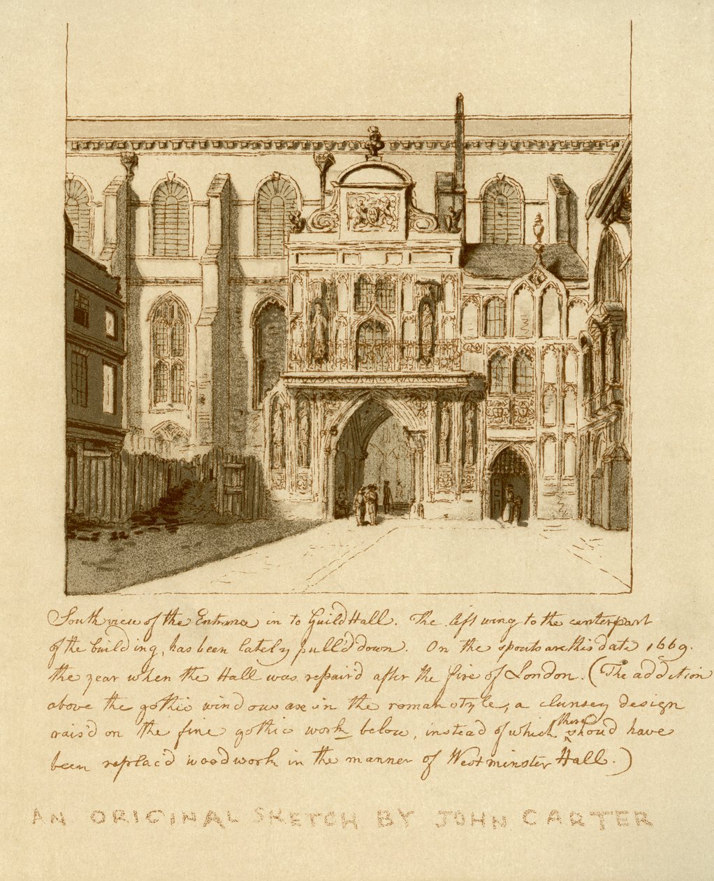 Déli nézet a Guildhall bejáratáról, City of London, 1886. 18. század. alkotó: William Griggs