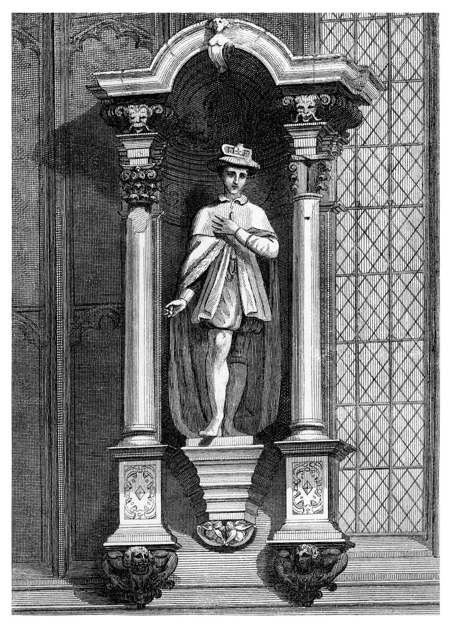 VI. Edward szobra a Guildhall-kápolna elejéről, London City, 1886. alkotó: William Griggs