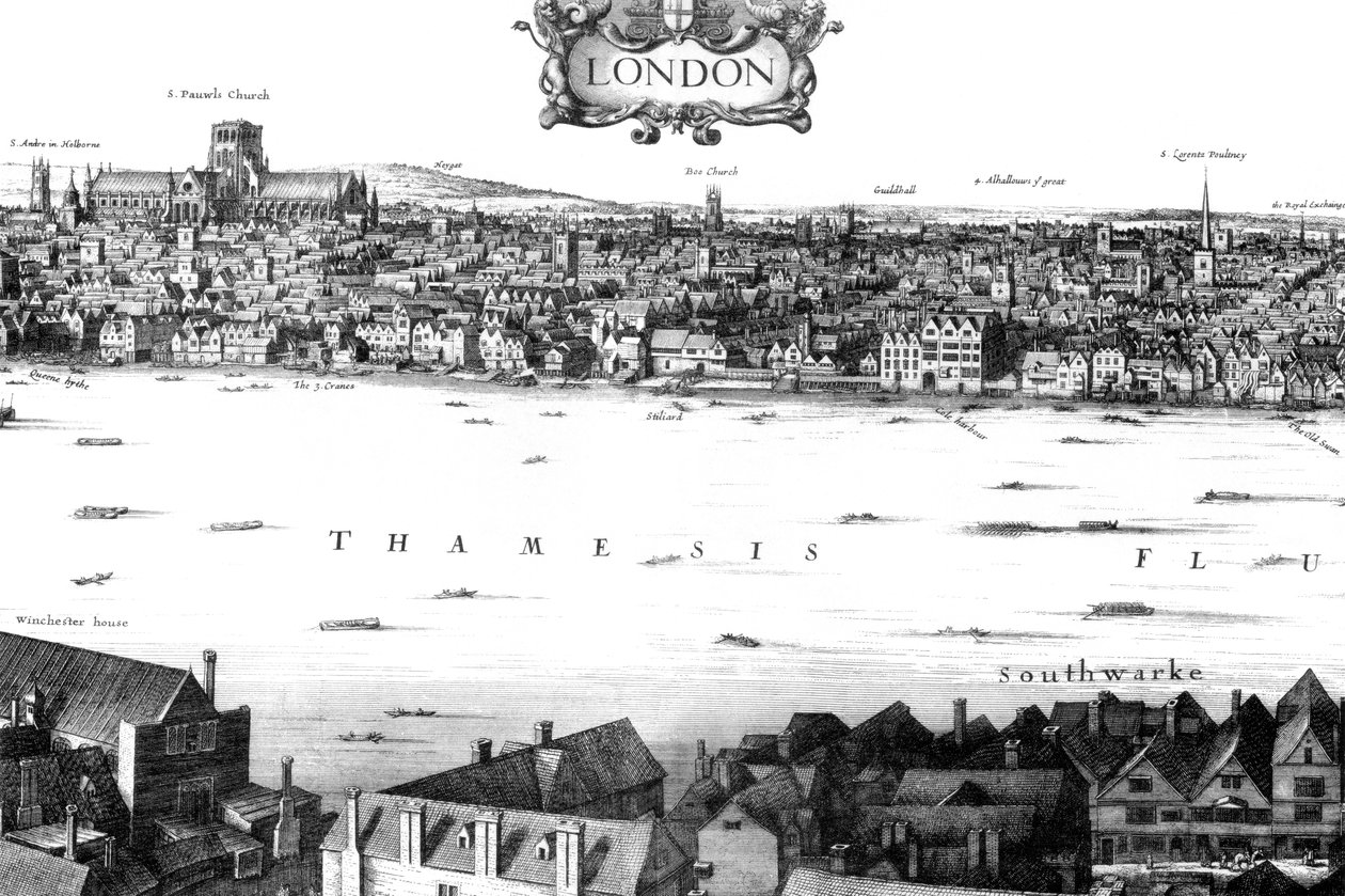 Kilátás Londonra és a Temzére a South Bank felől, 1886. 17. század. alkotó: William Griggs