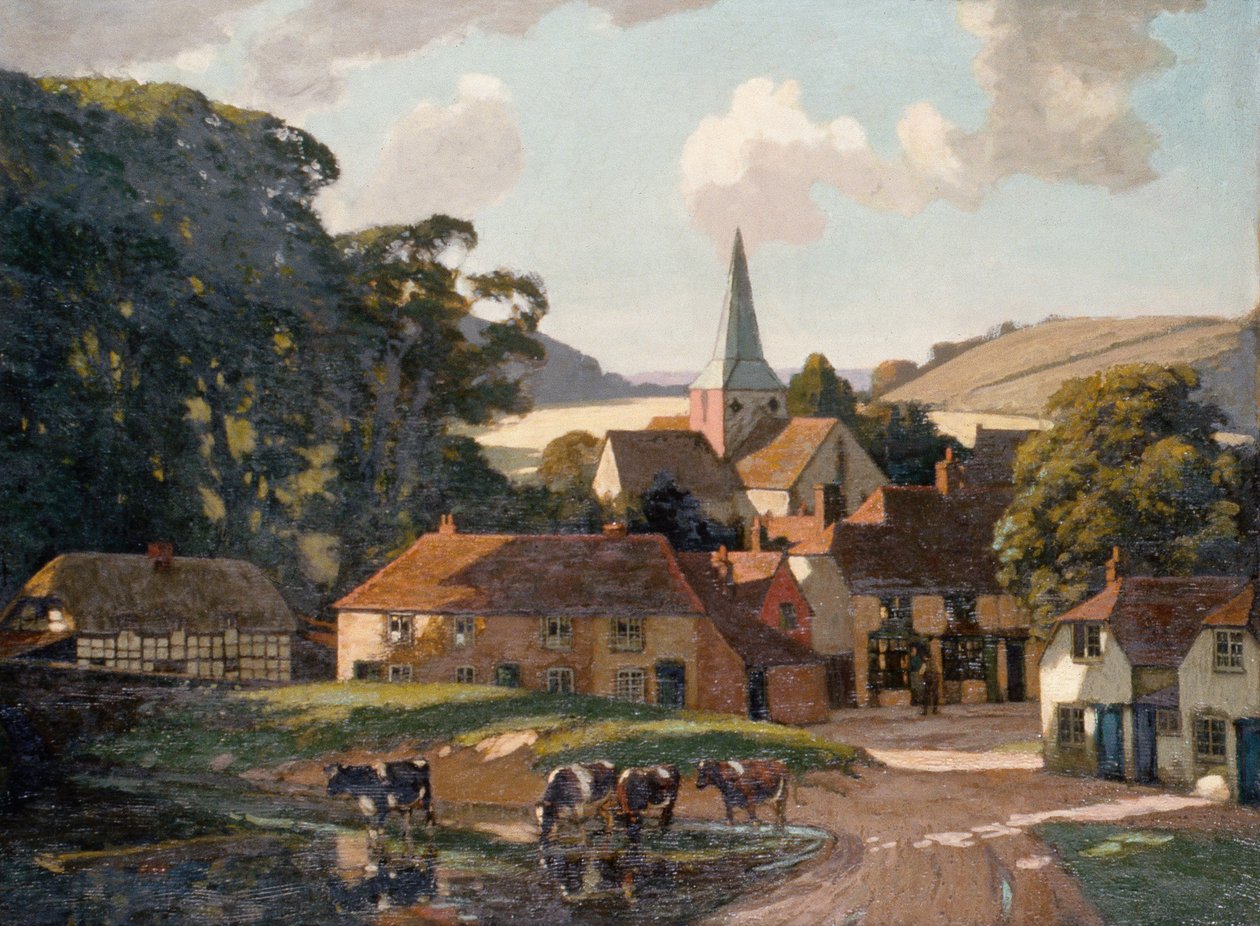 Harting falu és tó (olaj, vászon) alkotó: William Gunning King