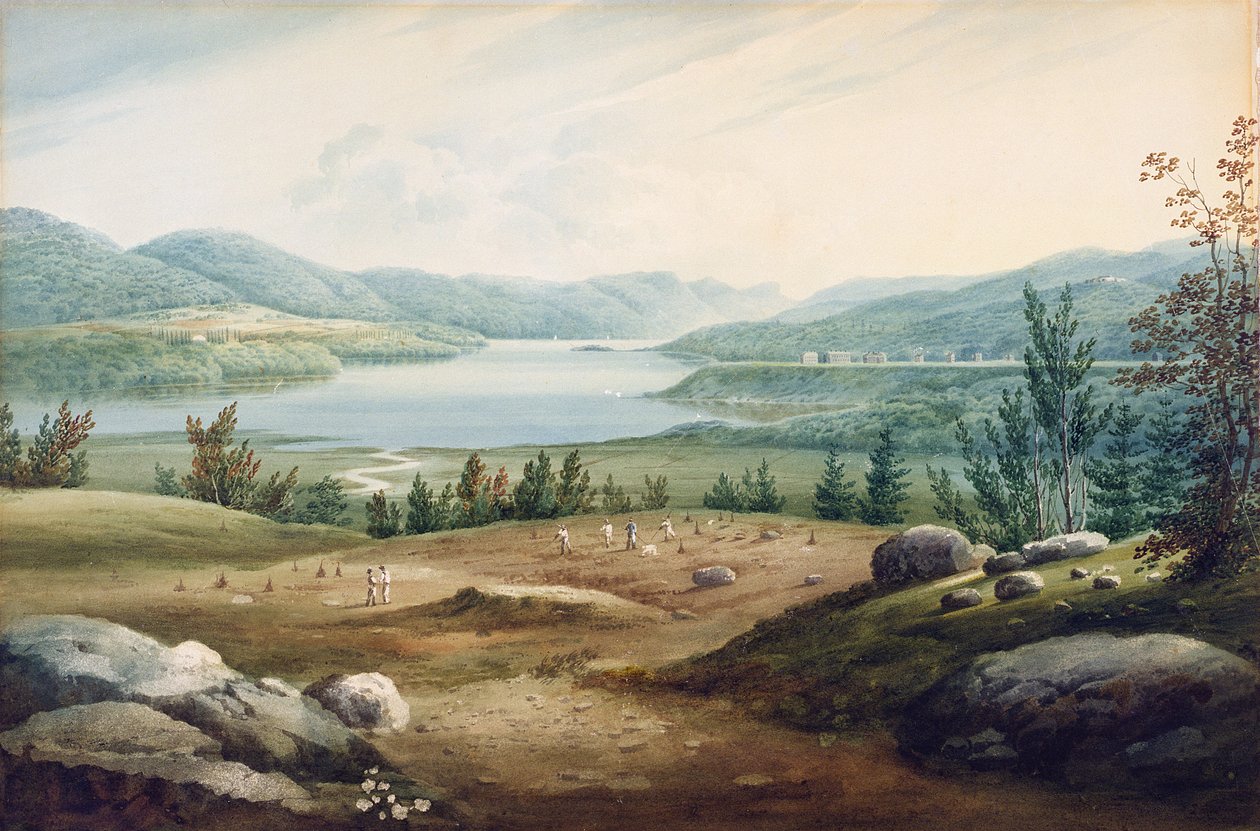 Hudson folyó a West Point-ban, New York, 1820 (wc papíron, kartonra szerelve) alkotó: William Guy Wall
