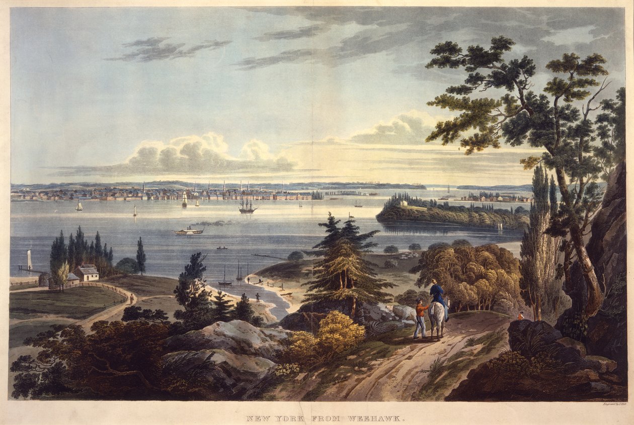 New York Weehawk [Weehawken] felől, metszette John Hill, keltezés nélkül (aquatinta) alkotó: William Guy Wall