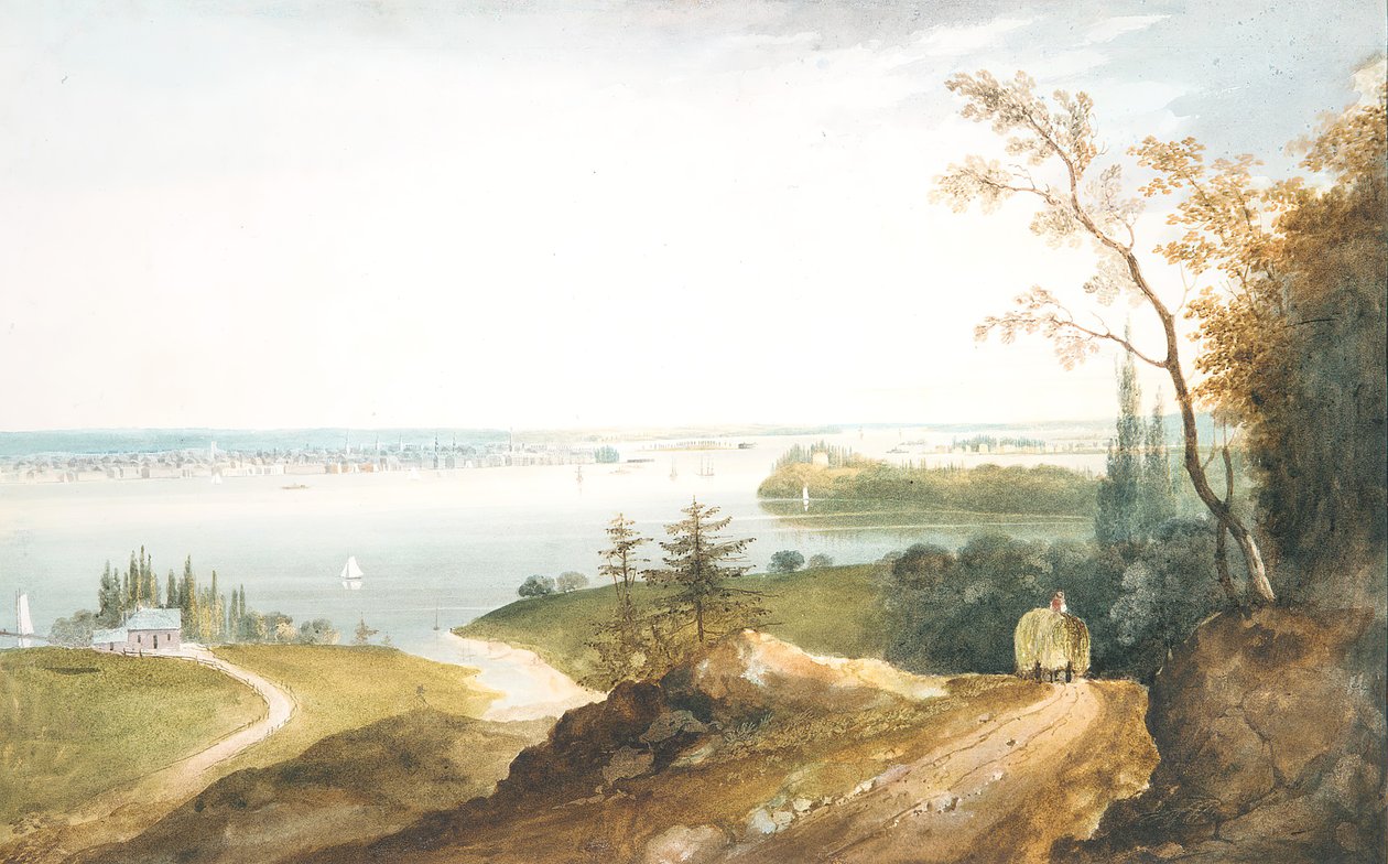 New York Weehawkból, kb. 1820-23. alkotó: William Guy Wall