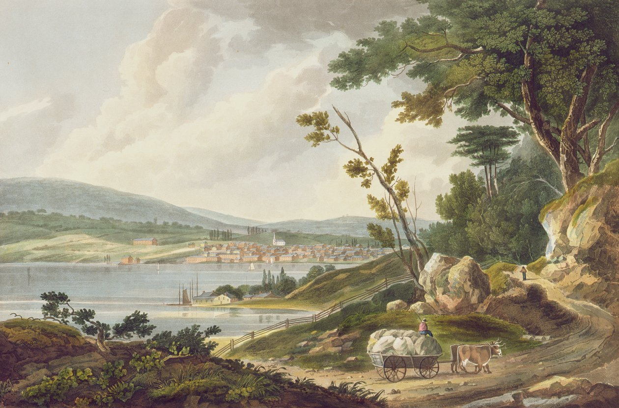 Newburg, 14. sz. a Hudson folyó portfóliójából, J. Hill metszete, 1821-25 alkotó: William Guy Wall
