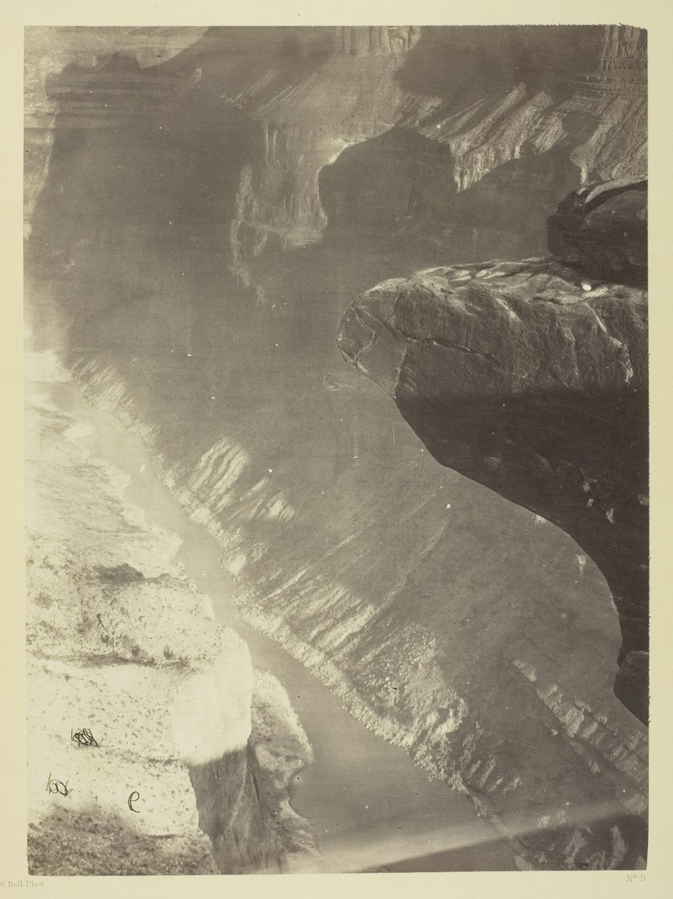 Délre tekintve a Grand Cañonba, Colorado folyó, Sheavwitz átkelőhely alkotó: William H. Bell