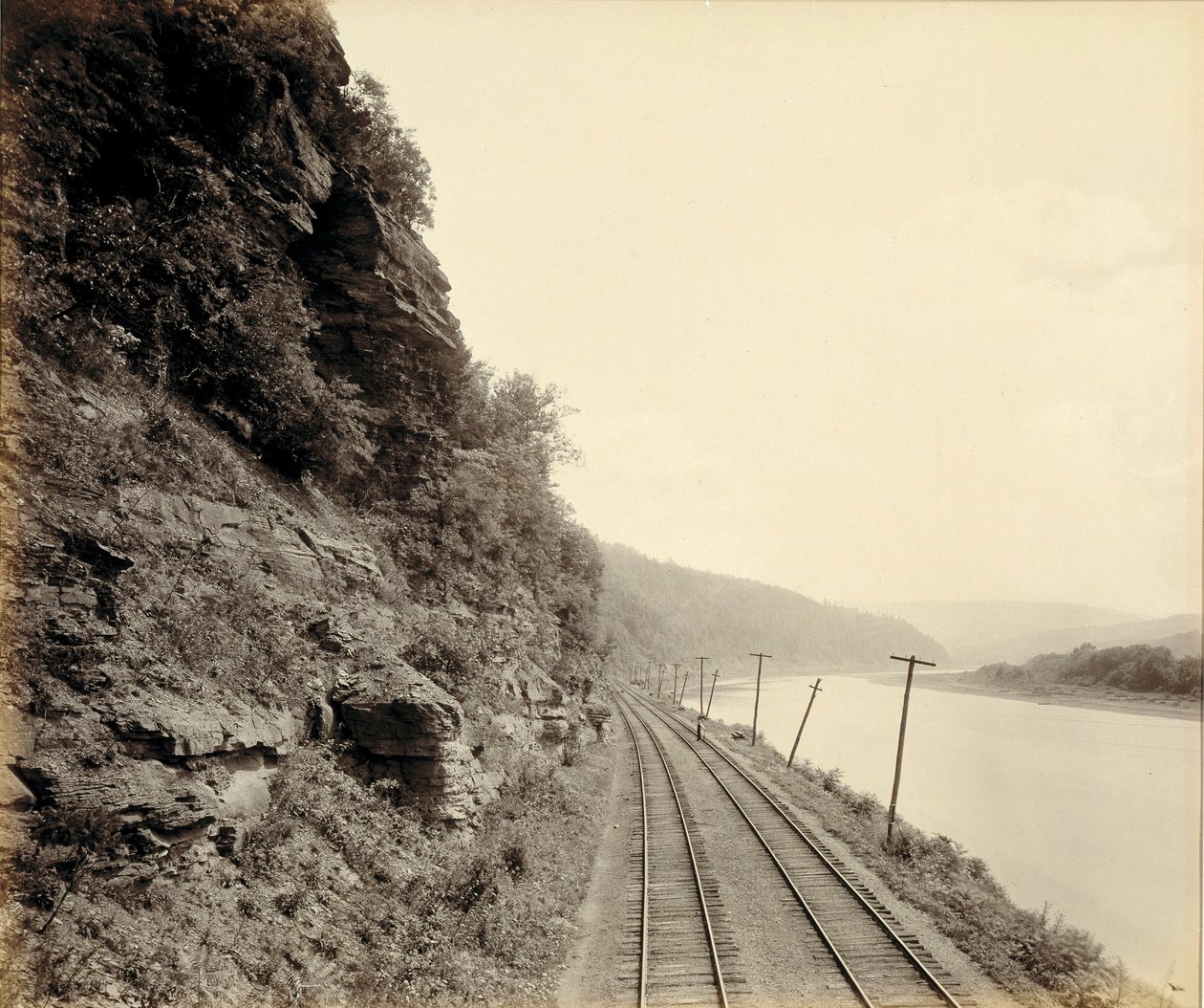 Cathedral Rocks, Susquehanna folyó, Meshoppen közelében, a Lehigh Valley Railroad részére alkotó: William H. Rau