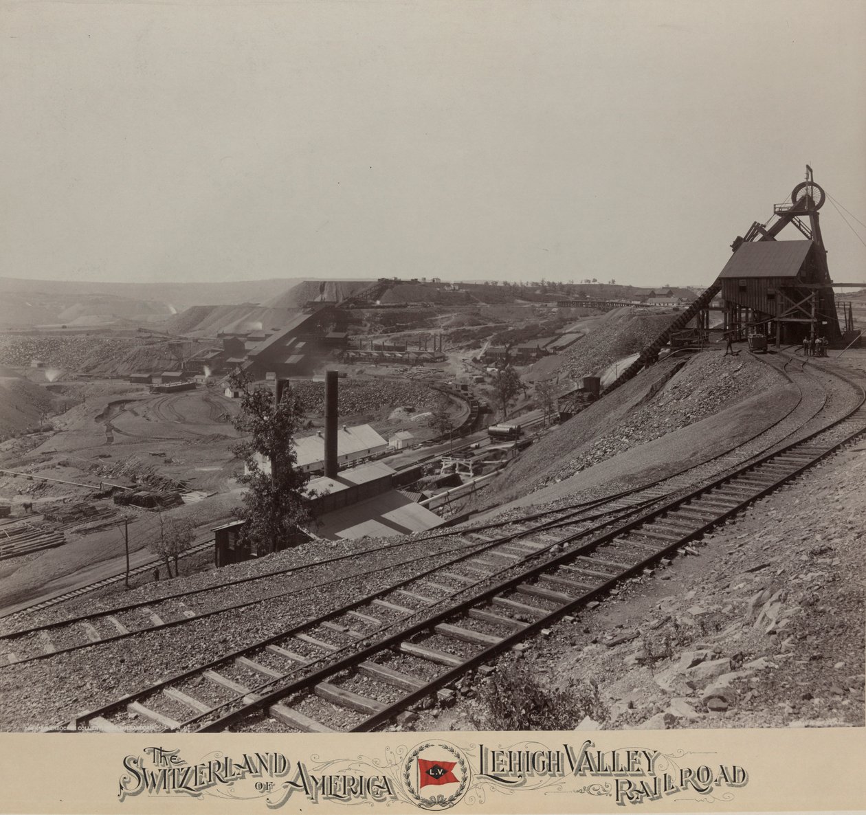 Knickerbocker Colliery közelében Shenandoah, Lehigh Valley Railroad alkotó: William H. Rau