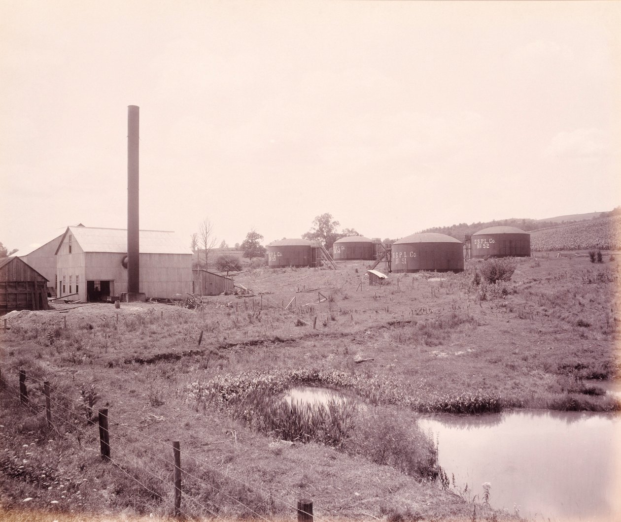 Olajszivattyúállomás, Athén közelében, a Lehigh Valley Railroad számára alkotó: William H. Rau