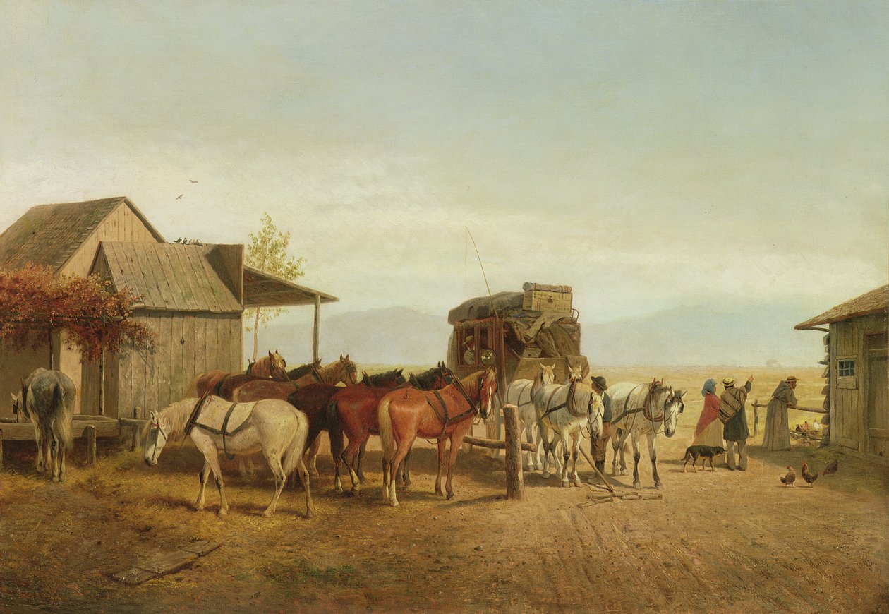 California Stagecoach Halt, 1875 alkotó: William Hahn