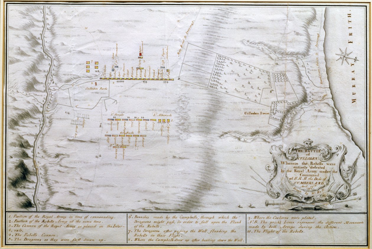 A cullodeni csata terve, 1746. április 16. (toll és tinta papíron) alkotó: William Hall