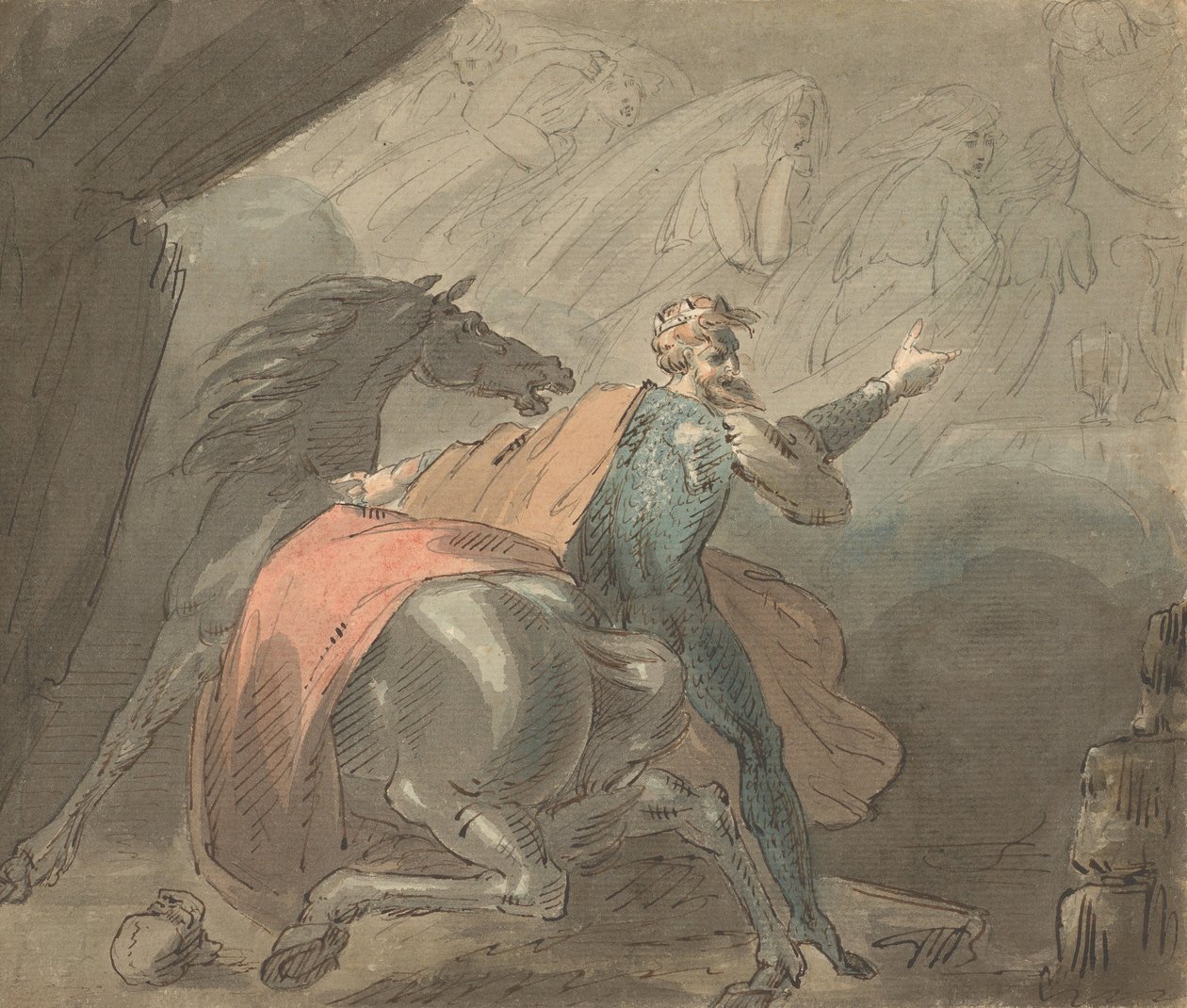 Egy király és egy ló kísérteties nőkkel, 1770-80. alkotó: William Hamilton