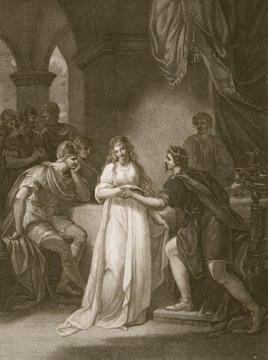 Vortigern és Rovena, Delatre metszete, illusztráció David Hume 