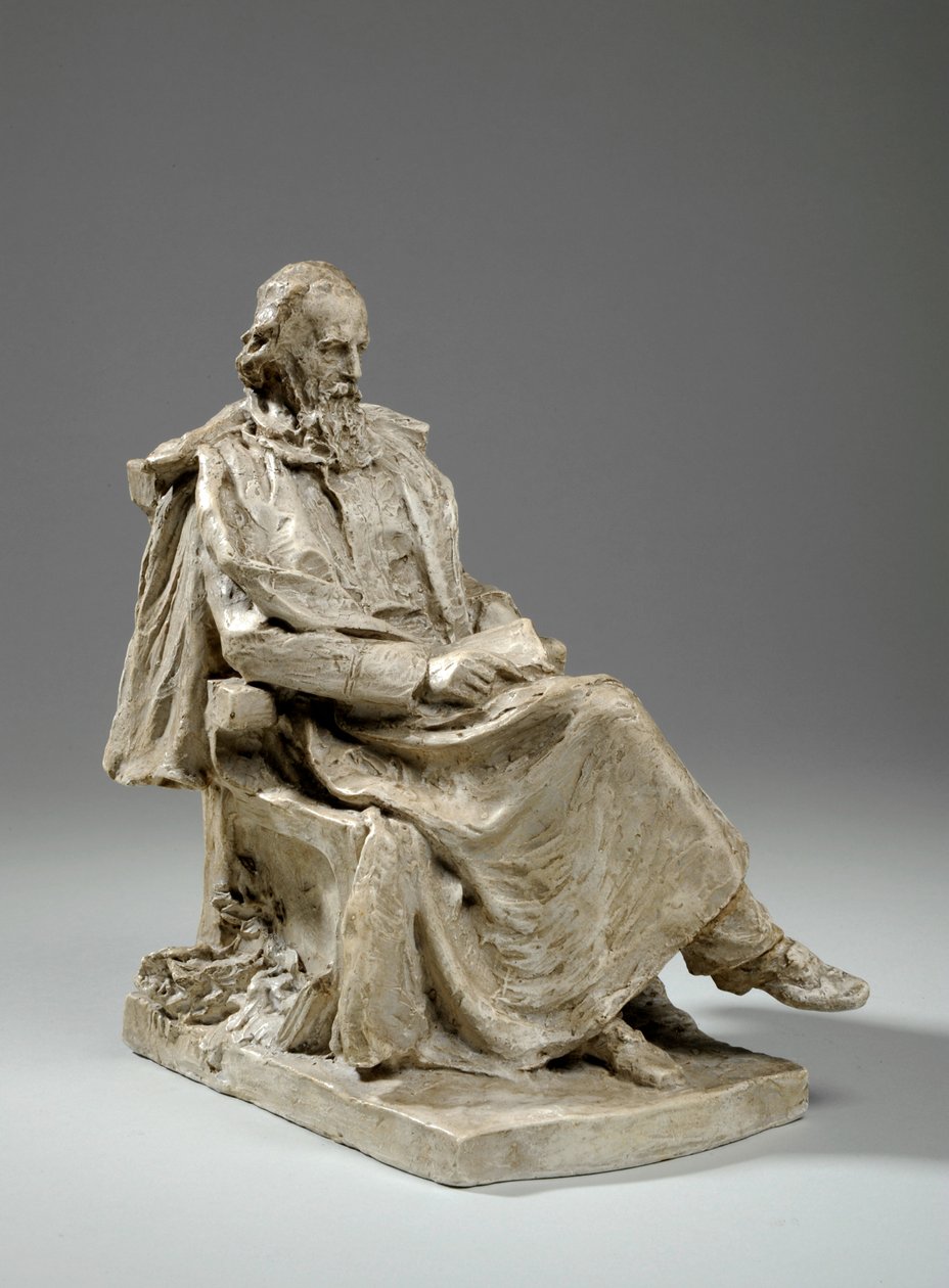Alfred, Lord Tennyson ülő makettje a cambridge-i Trinity College-ban, 1909 körül (gipsz) alkotó: William Hamo Thornycroft