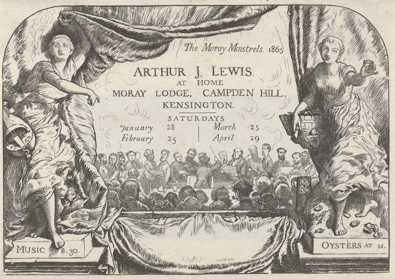 Arthur James Lewis Moray Minstrels meghívója, 1865. alkotó: William Harcourt Hooper