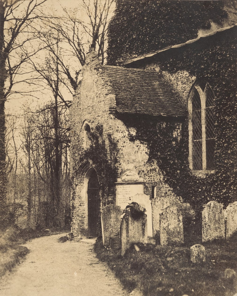 Church Porch, Earlham, Norwich közelében, 1857. alkotó: William Harcourt Ranking