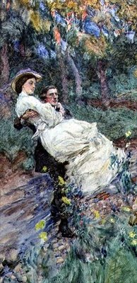 Átkelés a patakon (akvarell papíron) alkotó: William Hatherell