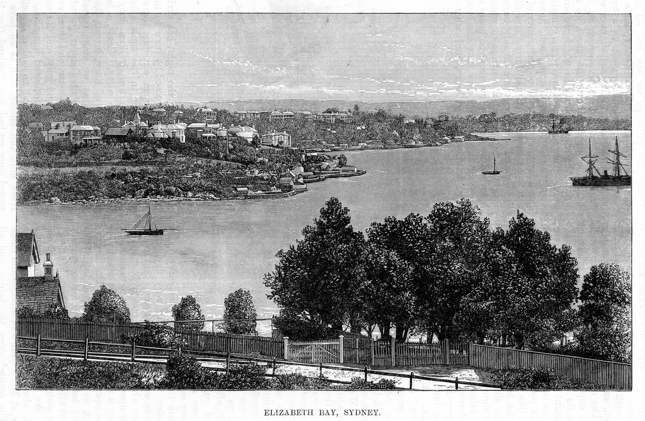 Elizabeth Bay, Sydney, 19. század. alkotó: William Hatherell