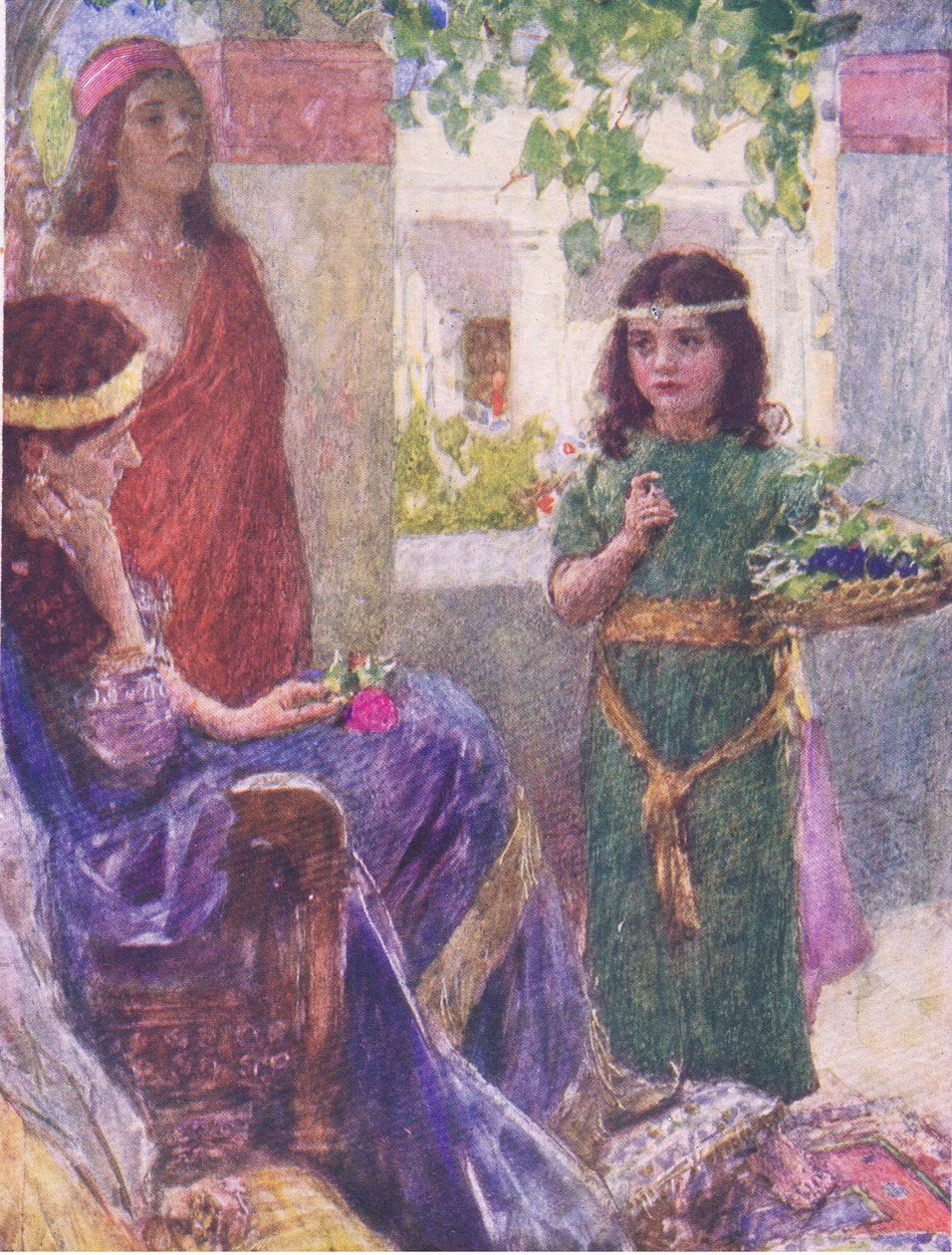 Naaman feleségének kis szolgálólánya, a Hodder & Stoughton által kiadott Biblia történetből, 1930 körül alkotó: William Hatherell