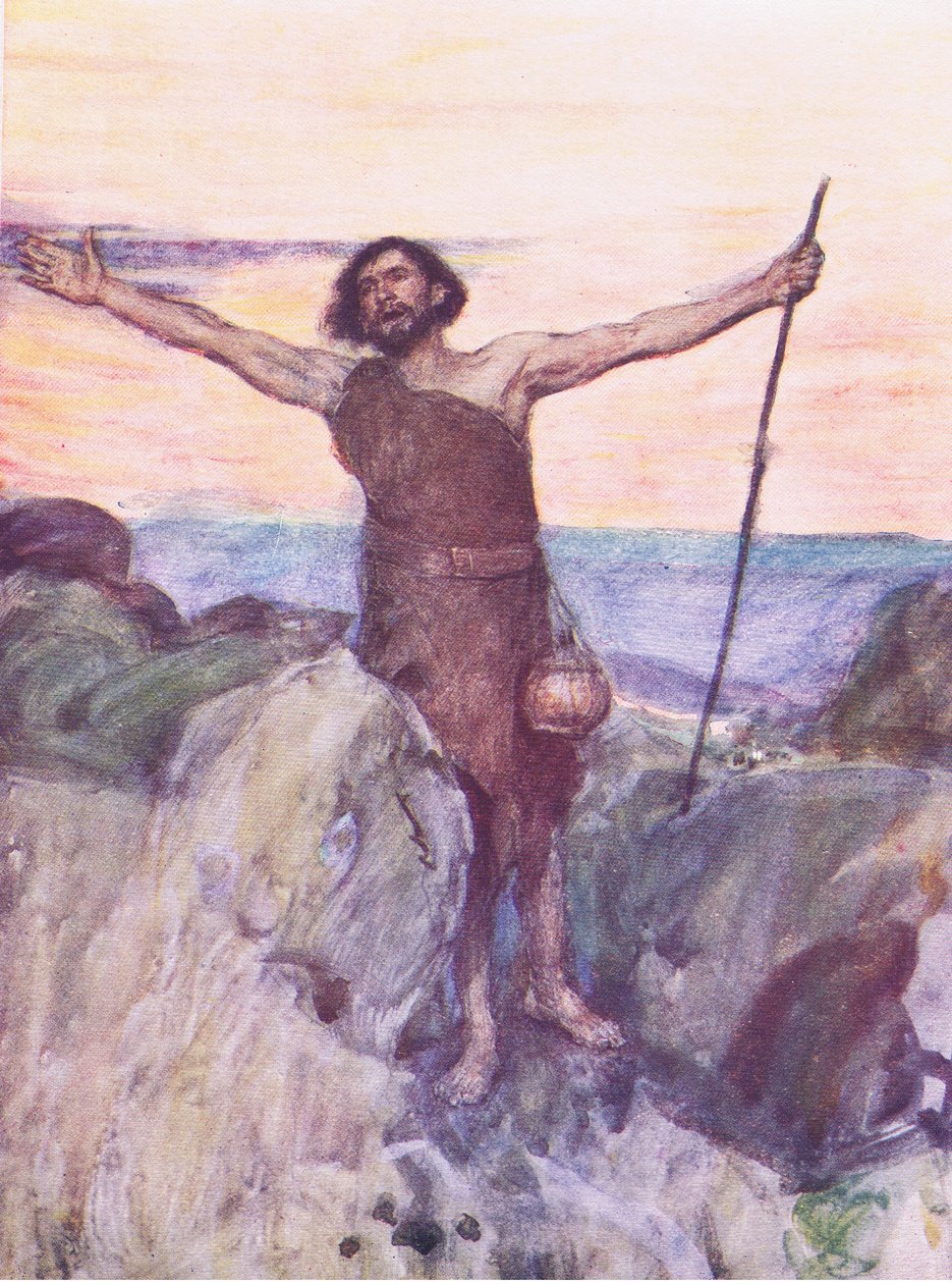 A síró hangja a vadonban, a Hodder & Stoughton által kiadott Biblia történetéből, 1930 körül alkotó: William Hatherell
