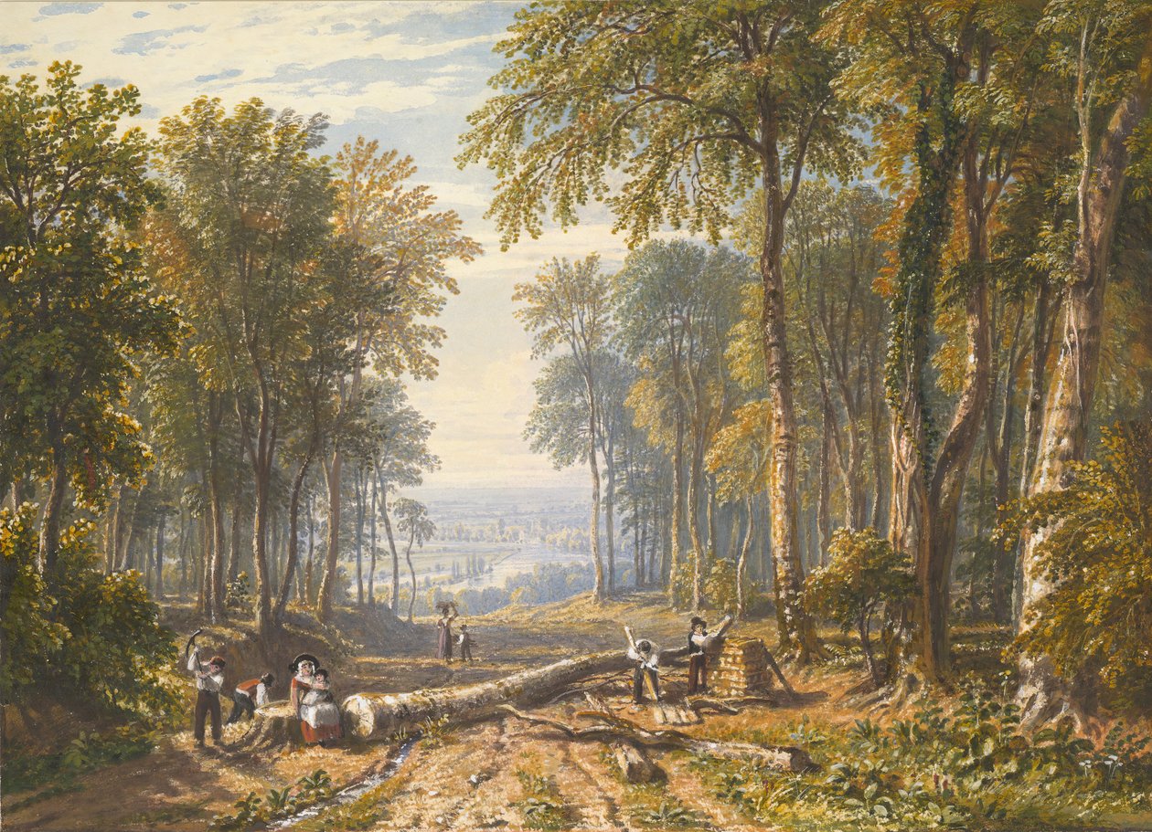 Favágók a Park Place-ben, Henley, a Temze folyón túl, kb. 1826. alkotó: William Havell
