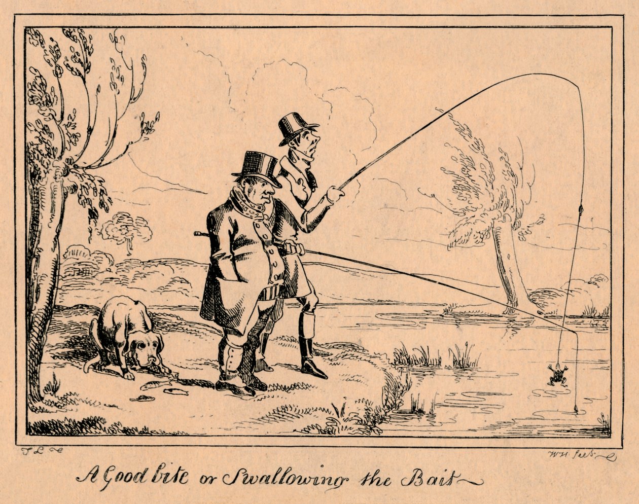 Egy jó harapás vagy a csali lenyelése, 1835. alkotó: William Heath