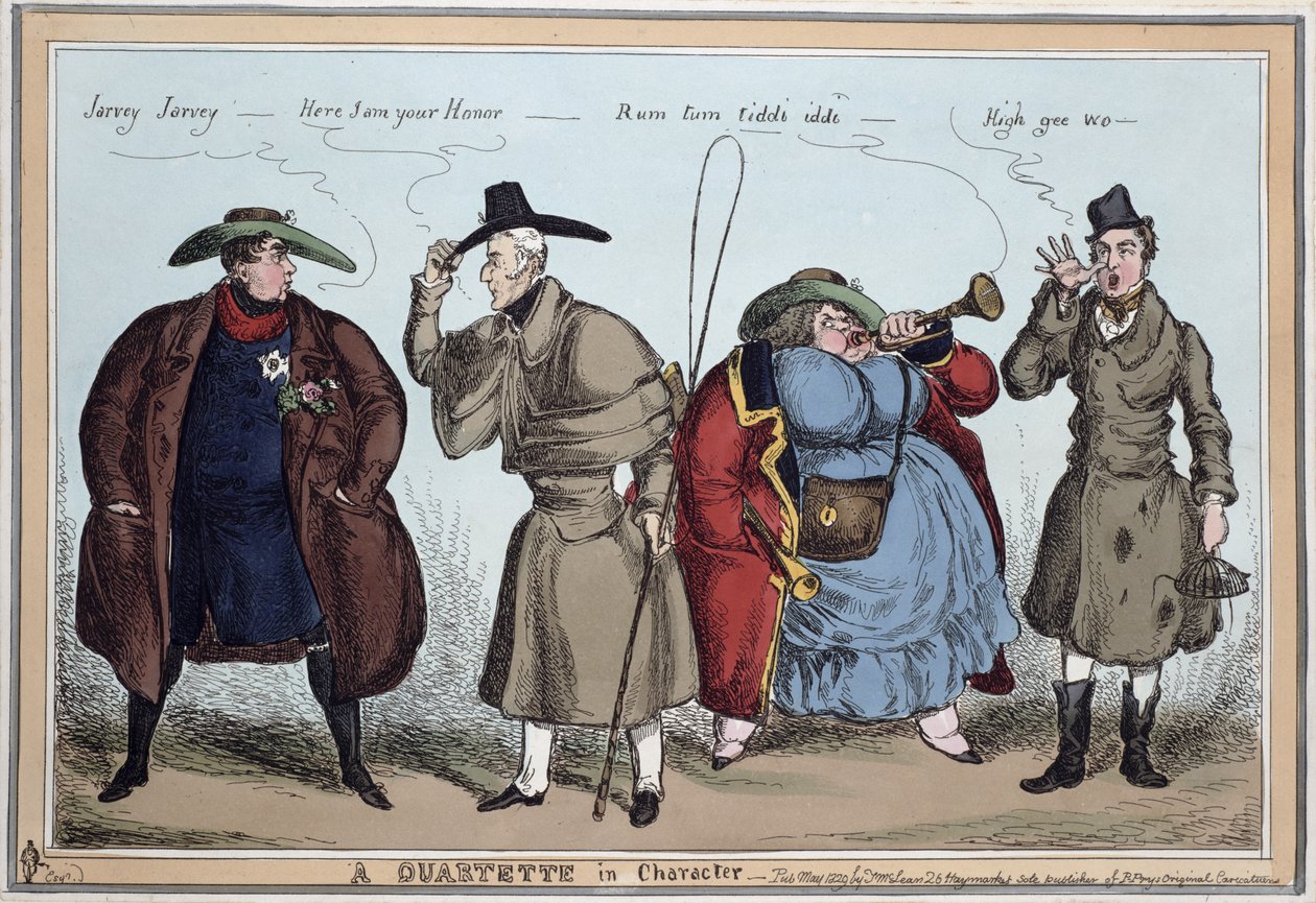 "A Quartet in Character": George IV, Wellington, Lady Conyngham, Robert Peel, 1829. május alkotó: William Heath