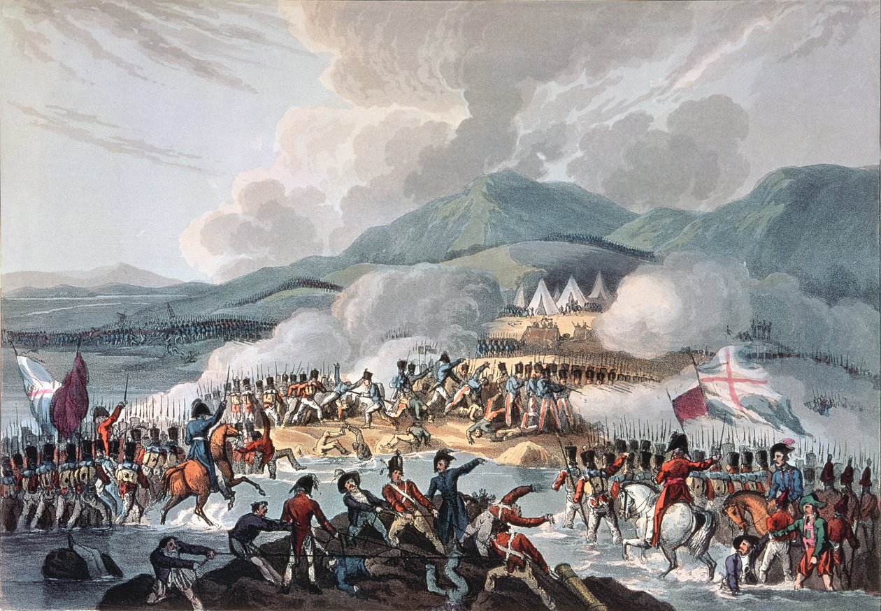 Bidassoa-i csata, 1813. október 9.: vésette: Daniel Havell alkotó: William Heath