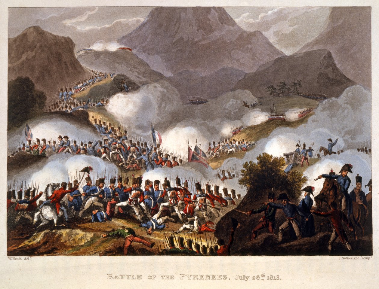 Pireneusi csata, 1813. július 28., pub. London 1815 alkotó: William Heath