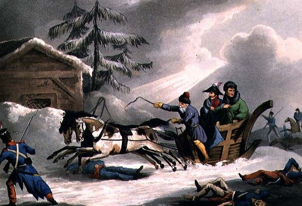 Bonaparte repülőútja Vicenza grófnak álcázva Oroszországból, William Heath (akvatinta) 1814. március 1-jén adta ki alkotó: William Heath