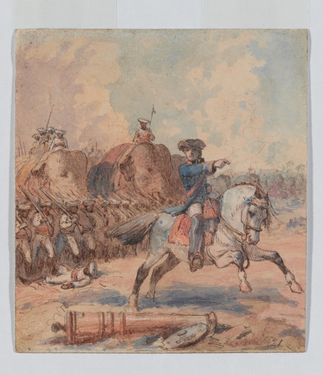 Clive at Plassey (1757), 1821 körül (akvarell és tus) alkotó: William Heath
