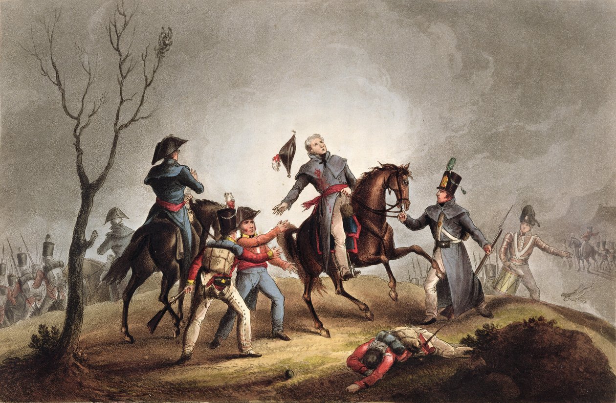 Sir John Moore (1761-1809) halála 1809. január 17-én, James Jenkins „The Martial Achievements of Great Britain and her Allies 1799-1815” című művéből, Thomas Sutherland (sz. 1785) vésette. alkotó: William Heath