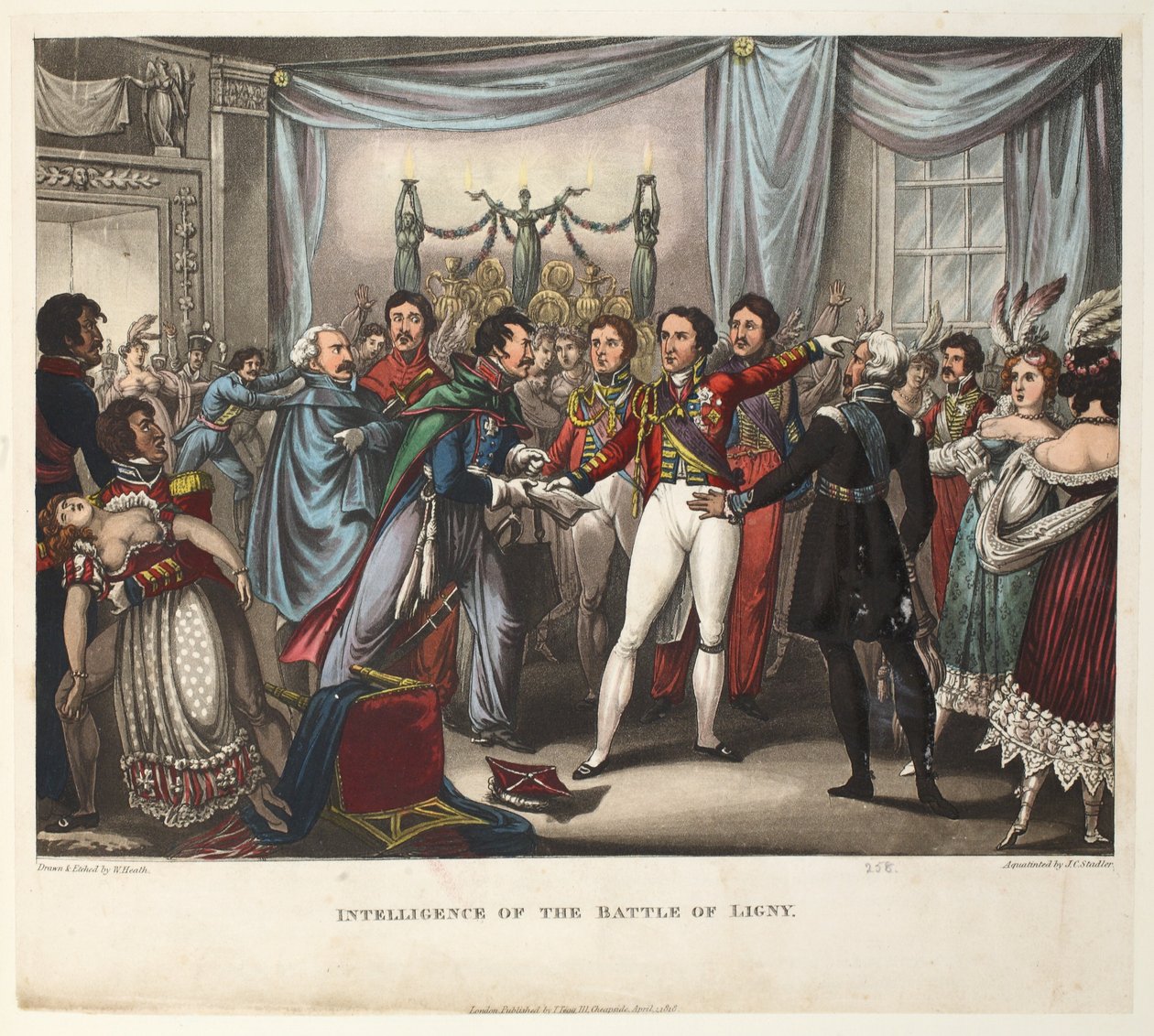 A Ligny-i csata hírszerzése, J. C. Stadler akvatinta, pub. Írta: Tegg, 1818. április (akvatinta) alkotó: William Heath