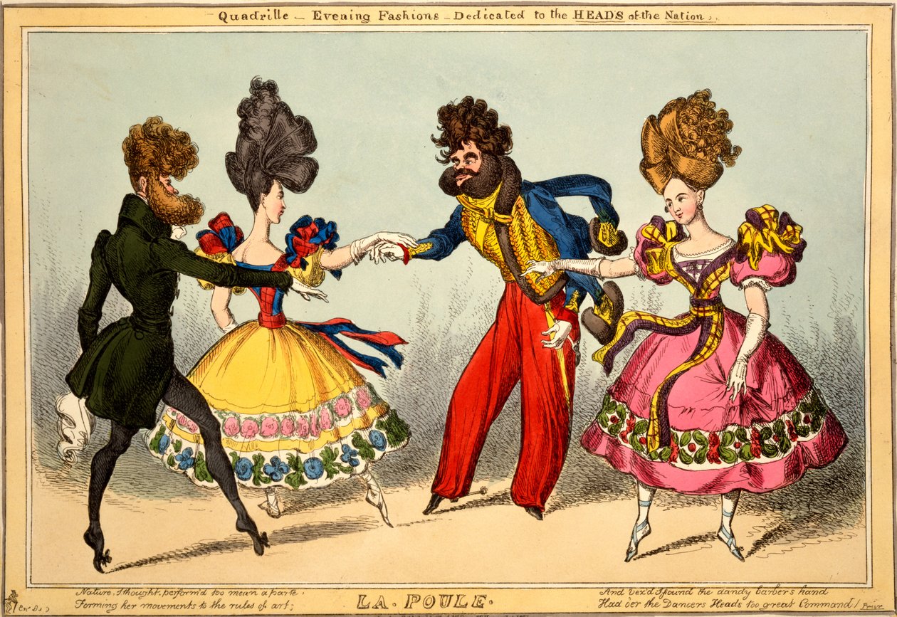 La Poule. Quadrille - Esti divatok, a nemzet fejeinek szentelve, 1827 (kézzel színezett metszet) alkotó: William Heath