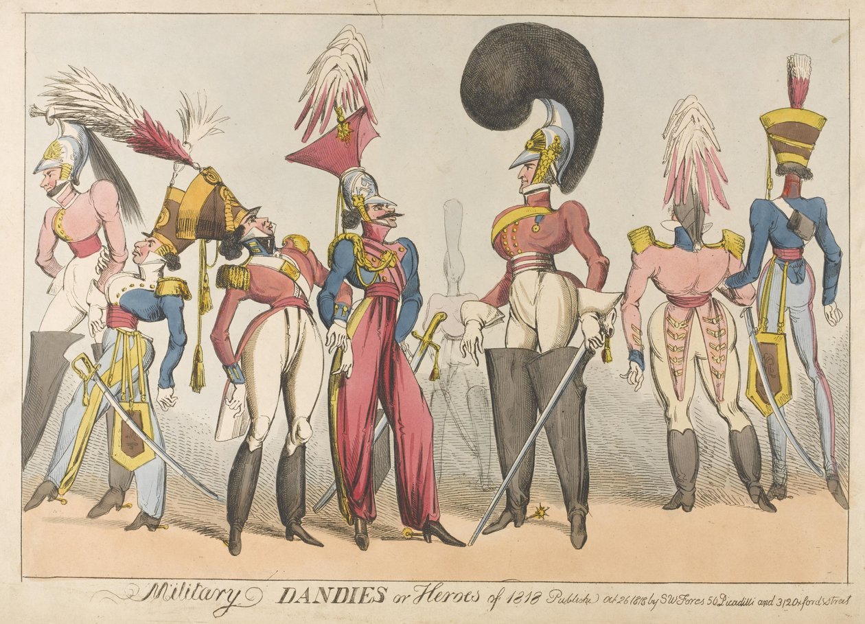 1818-as, 1818-as katonai dándék vagy hősök (színes rézkarc) alkotó: William Heath