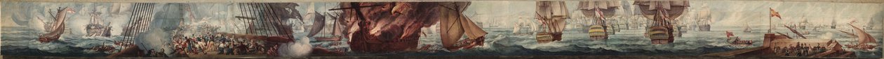 A trafalgari csata panorámája, 1820 körül (akvarell) alkotó: William Heath