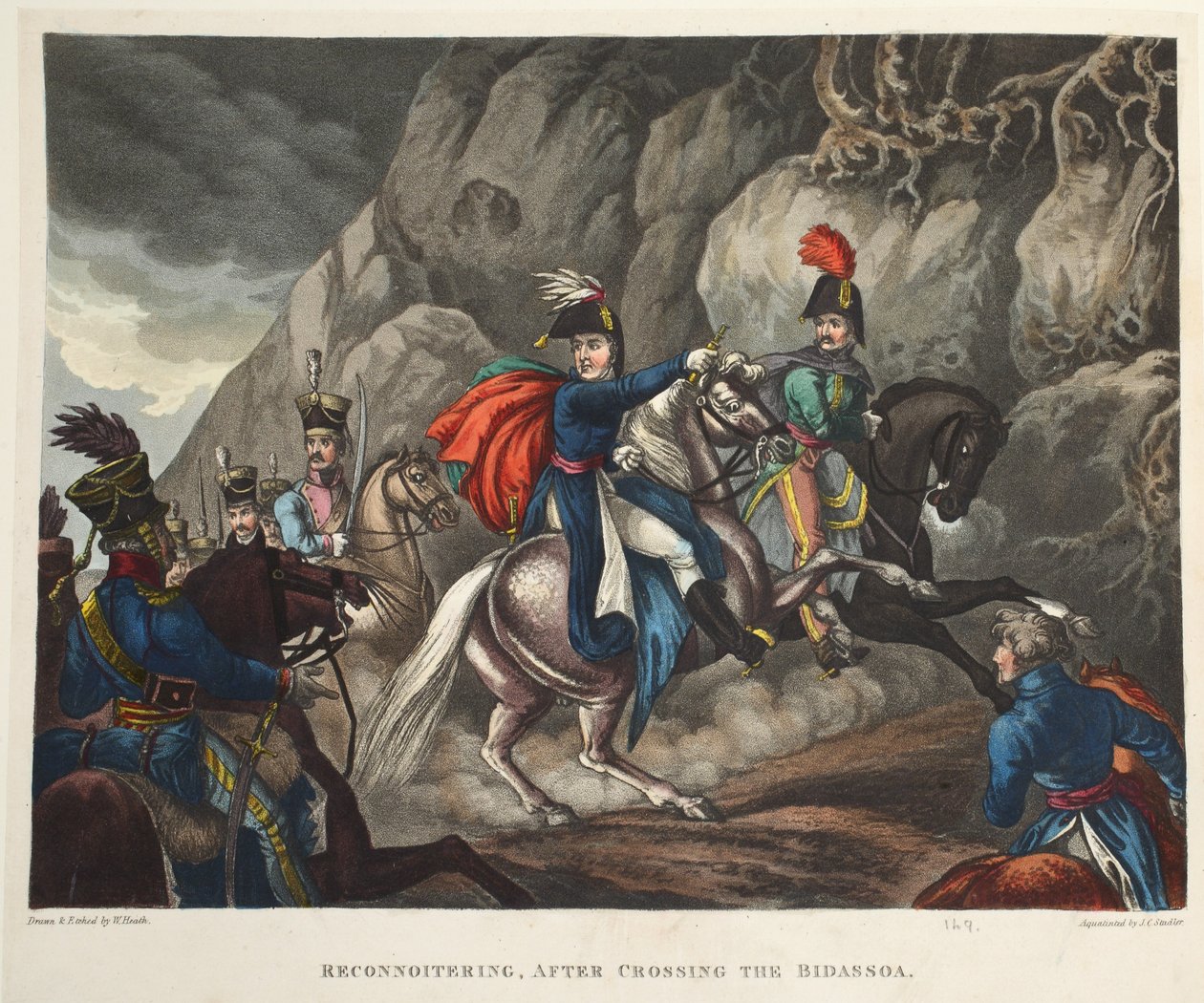 Felújítás, a Bidassoa átkelése után, J.C. Stadler akvatinta, kocsma. Írta: Tegg, 1818. április (akvatinta) alkotó: William Heath