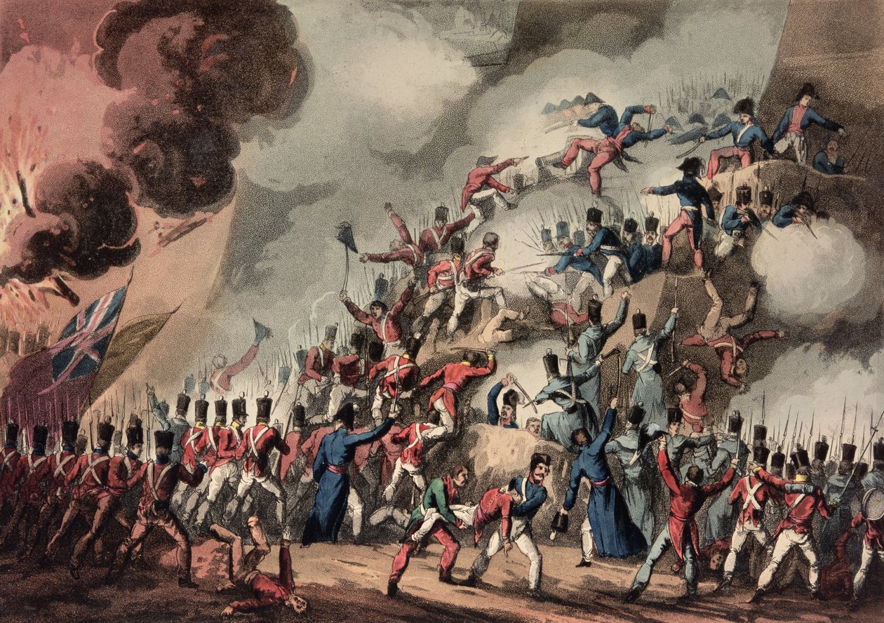Szent Sebestyén megtámadása, 1813. augusztus 31., vésette Thomas Sutherland (sz. 1785) alkotó: William Heath
