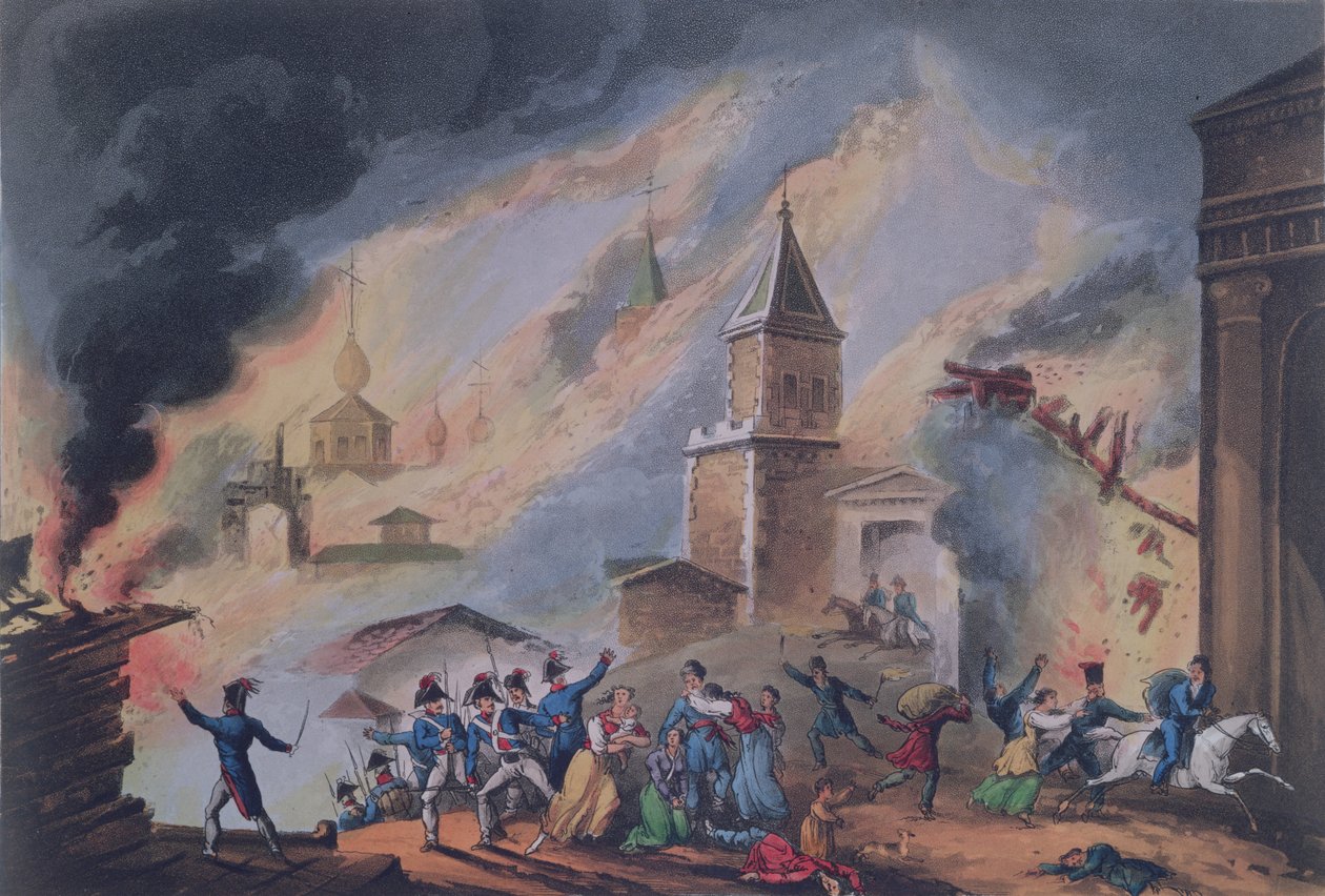 Moszkva égése, 1812. szeptember, Thomas Sutherland (sz. 1785) metszet (akvatinta metszet) alkotó: William Heath