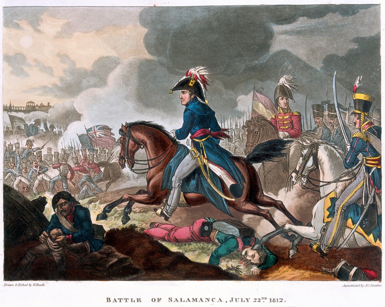 Wellington hercege (1769-1852) a salamancai csatában, 1812. július 22-én (színes akvatinta) alkotó: William Heath
