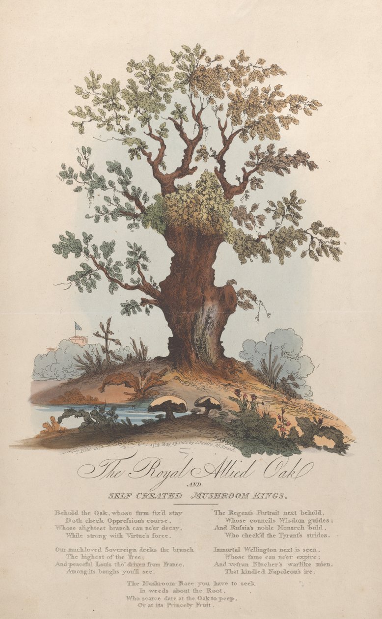 A Royal Allied Oak and Self-Created Mushroom Kings, 1815. május 29. alkotó: William Heath