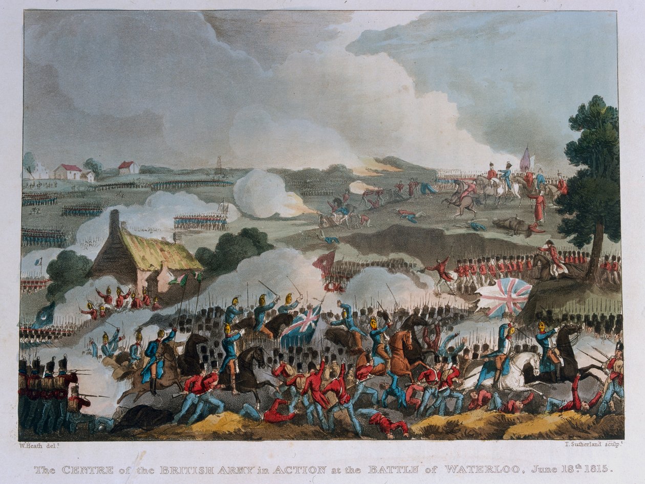 A brit hadsereg hadműveleti központja az 1815-ös waterlooi csatában (akvatinta) alkotó: William Heath